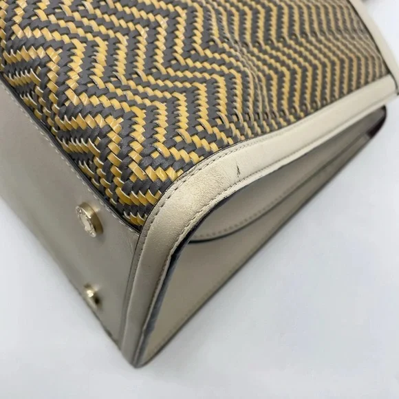 Auth Bvlgari Isabella Rossellini Leather White x Multicolor Handbag - Picture 10 of 16